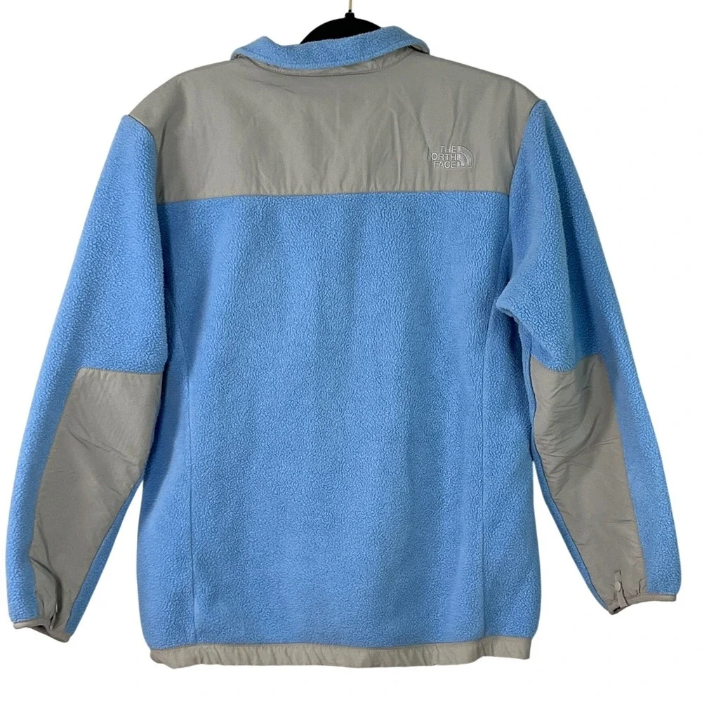 North Face Girls Blue Gray Polartec Full Zip Fleece Jacket Athletic Warm Kids XL